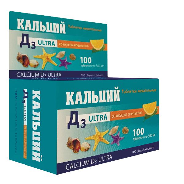 Изображение товара Кальций Д3 Ультра жевательные таблетки со вкусом апельсина 100 штук Кальций Д3 Ультра жевательные таблетки со вкусом апельсина 100 штук фотография
